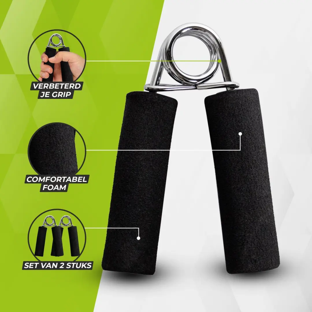 Virtufit Foam Handknijpers 2 Stuks - Zwart