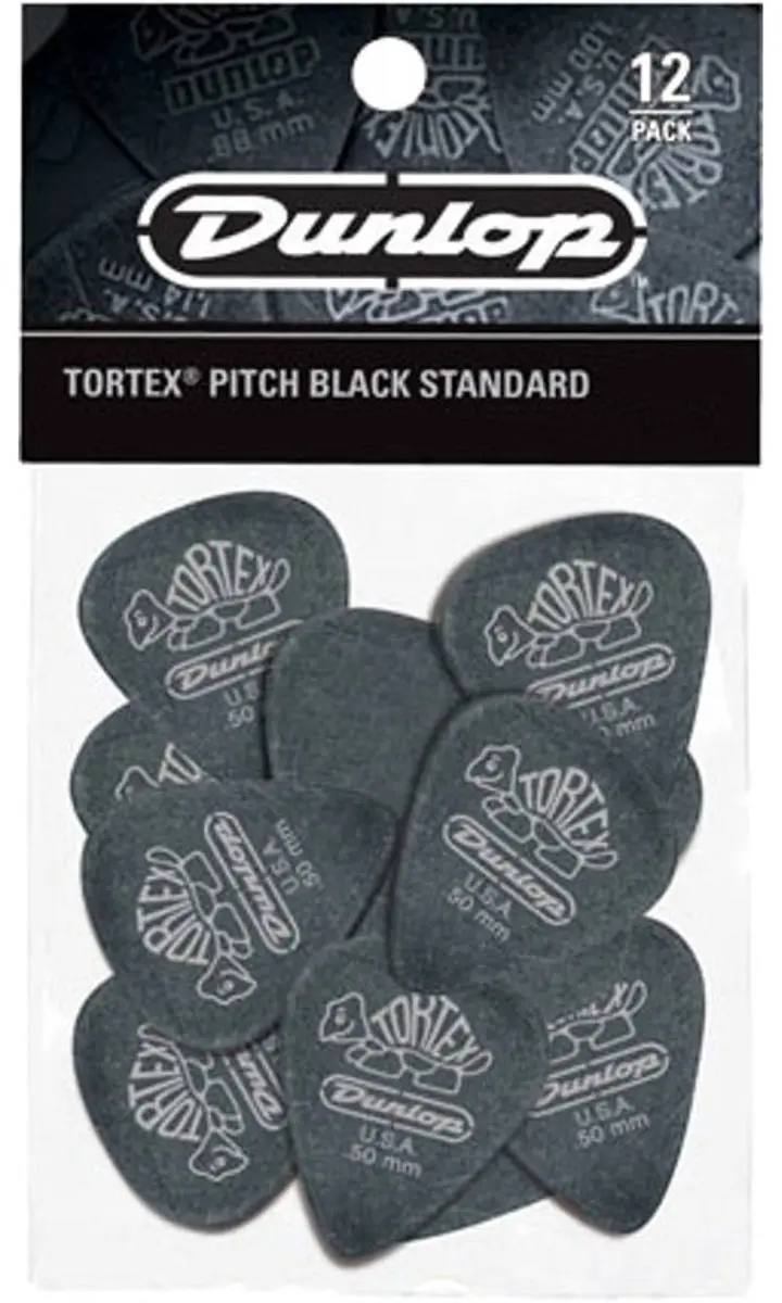 Dunlop Tortex Pitch Black Plectrums 0.50mm - 12 Stuks