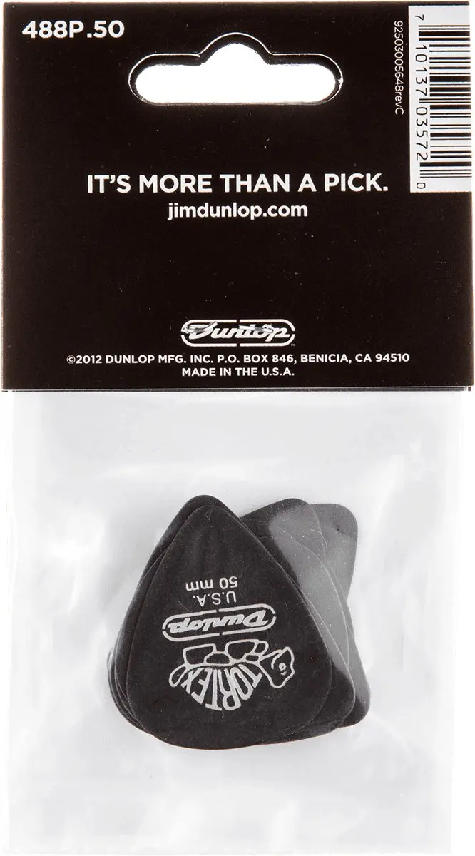 Dunlop Tortex Pitch Black Plectrums 0.50mm - 12 Stuks