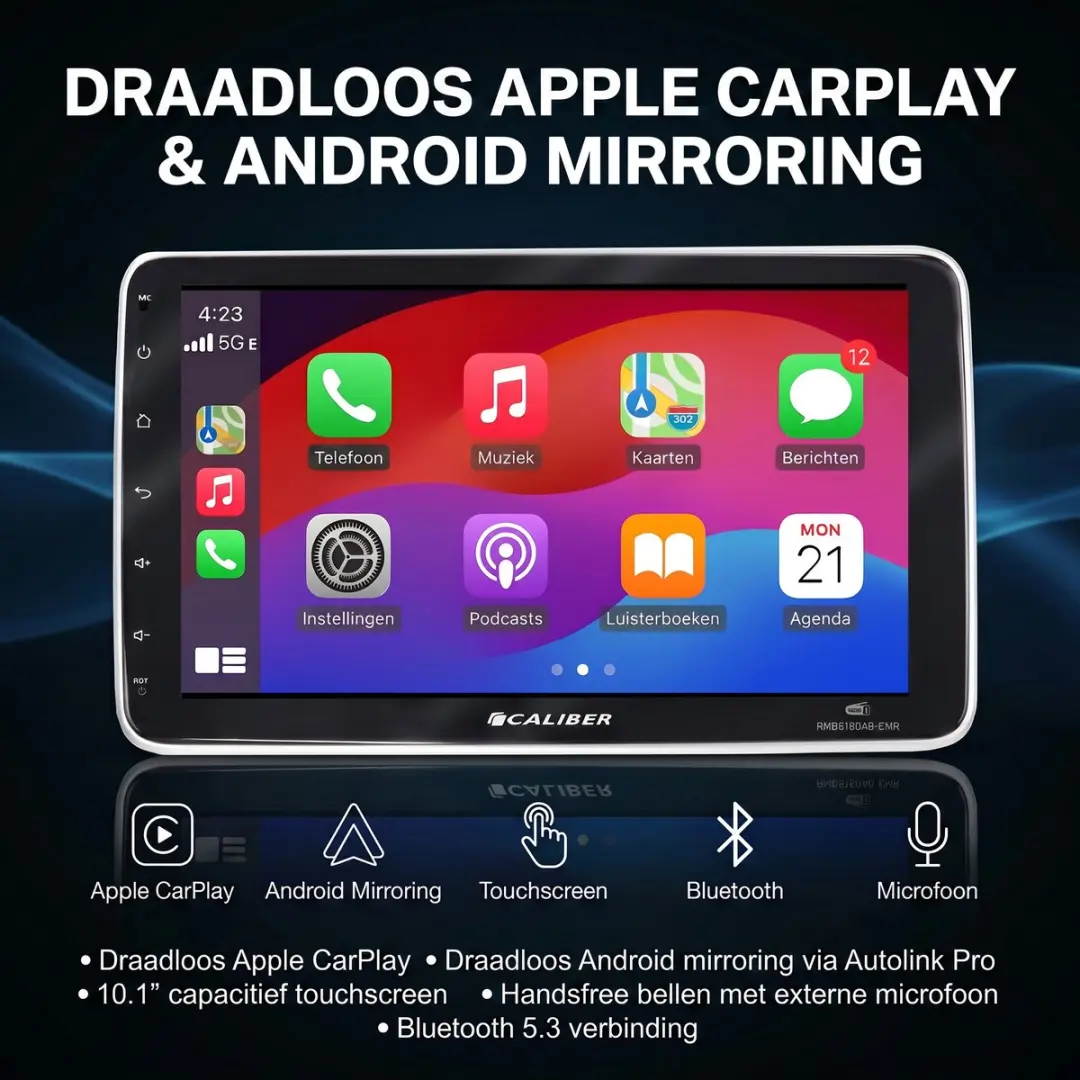 Caliber RMD910DAB-CMR Autoradio - 10.1" Touchscreen - DAB+ - Bluetooth - Achteruitrijcamera