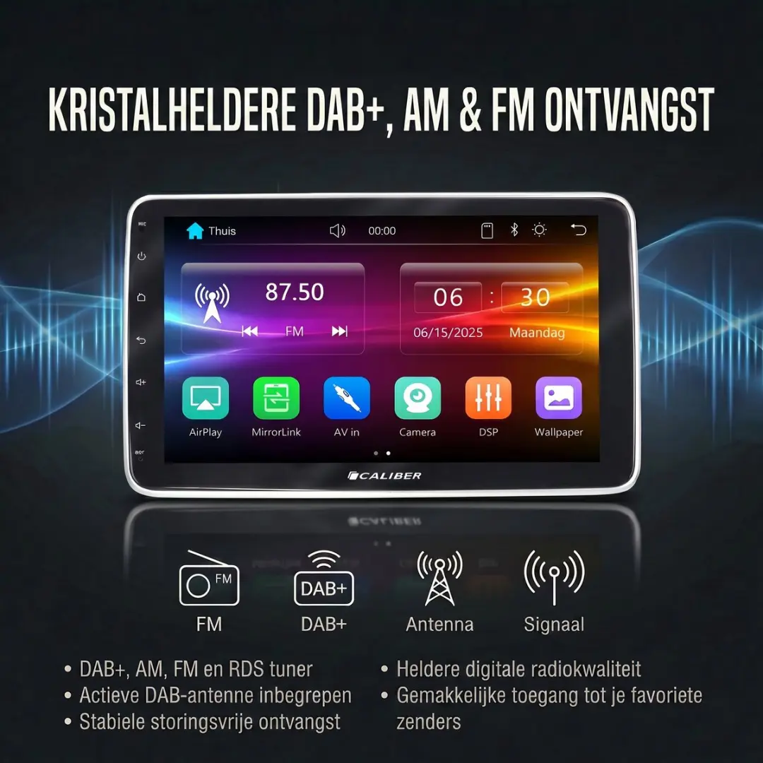Caliber RMD910DAB-CMR Autoradio - 10.1" Touchscreen - DAB+ - Bluetooth - Achteruitrijcamera