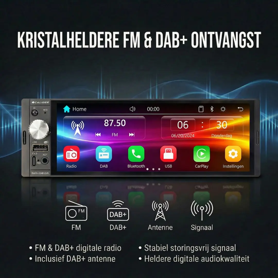 Caliber RMD941DAB-CMR Autoradio - 4x100W - Draadloos CarPlay - DAB - Zwart
