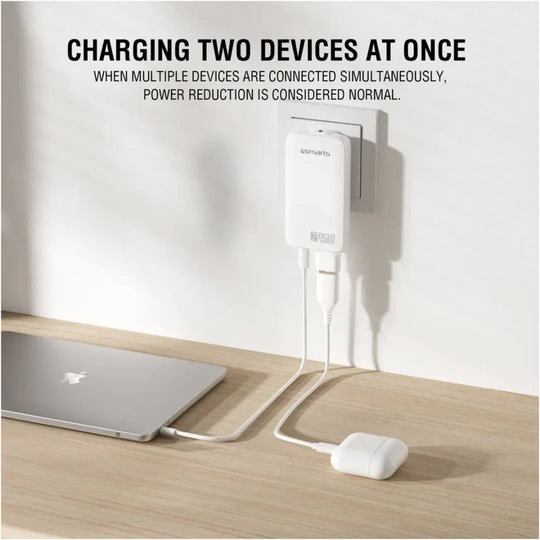 4Smarts FlatPlug Slim Dual 45W Power Delivery Oplader - Wit