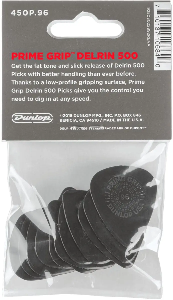 Dunlop 450P.96 Delrin Prime Grip Plectrumset 0,96mm