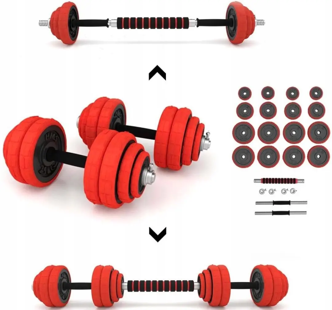 HMS Verstelbare Halter & Dumbbell Set 30kg - Rood - afbeelding 2 van 6