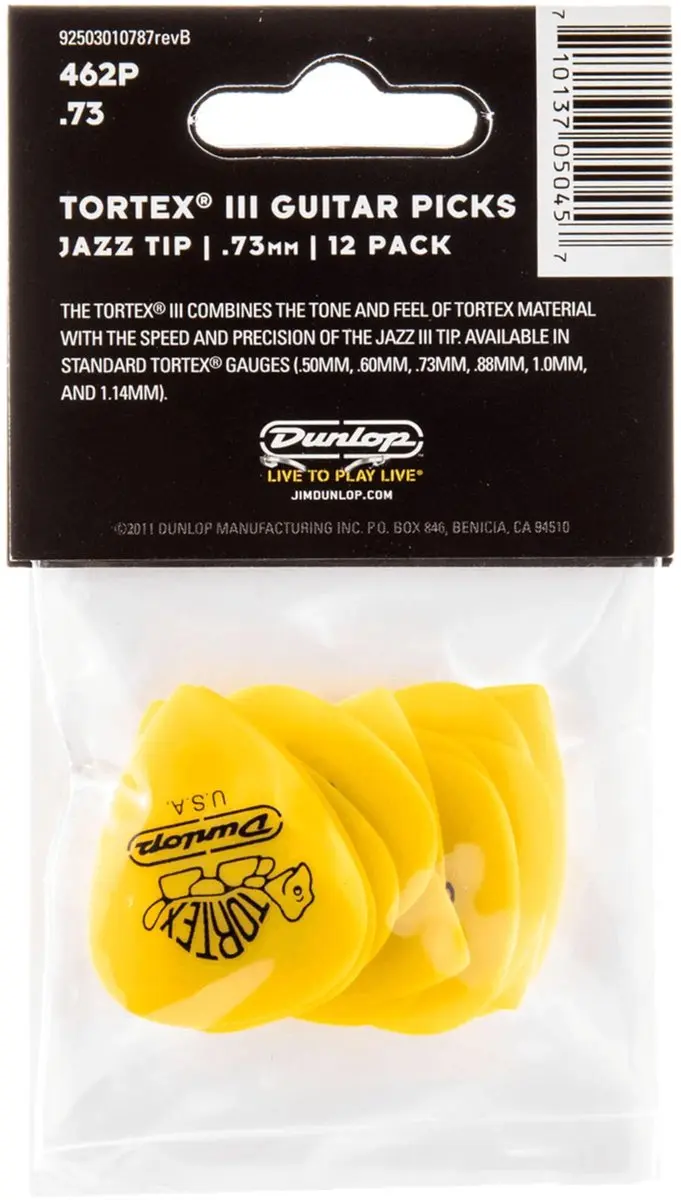 Dunlop Tortex III Plectrum 0.73mm - 12 Stuks Geel