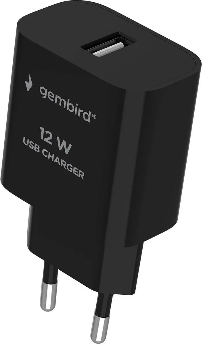 Gembird Universele USB-A Oplader TA-UC-1A12-01-BK - 2x 2.4A - Zwart