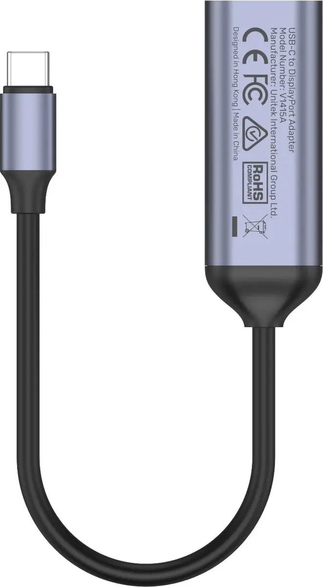 Unitek V1415A USB-C naar DisplayPort Adapter 8K 60Hz - Grijs