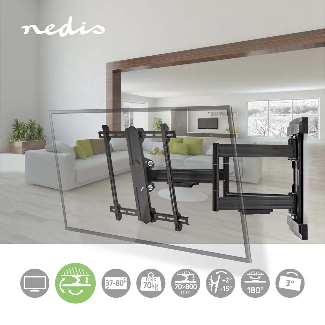 Nedis TVWM6551BK TV-Muurbeugel - 37-80" - 70kg - Zwart
