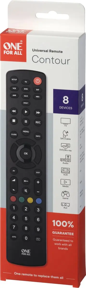 One For All Contour 8 URC1280 Universele Afstandsbediening - Wit