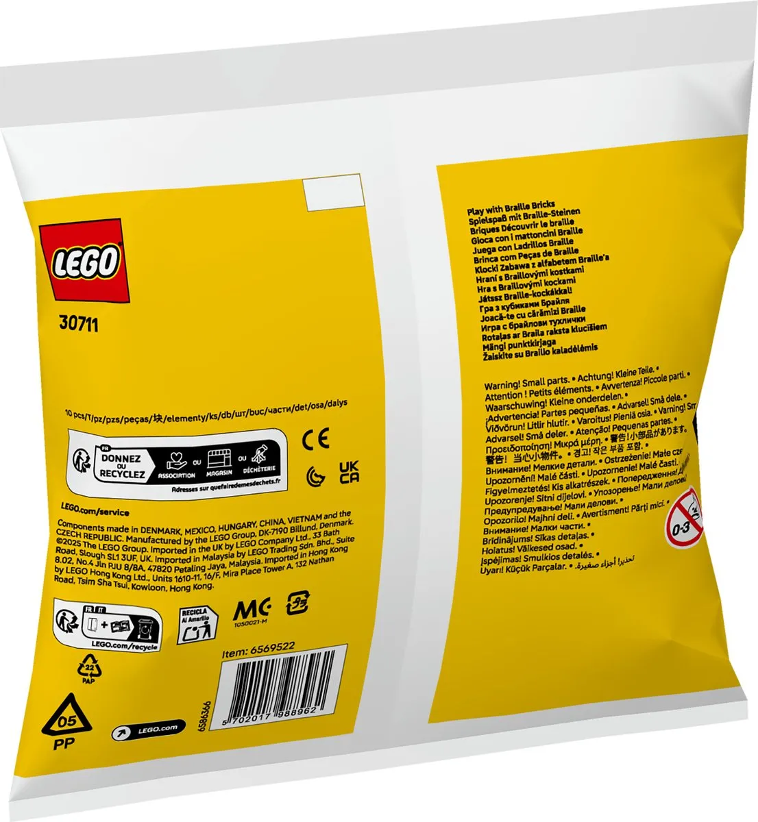 LEGO Braille Bricks 30711 - 10 Stenen - Multicolor