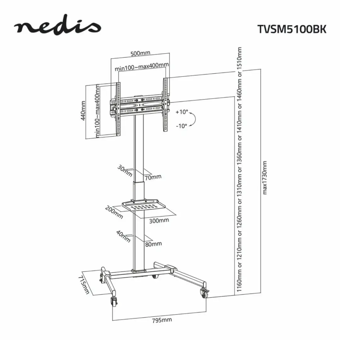 Nedis TVSM5100BK Vloerstandaard 55" - 32-55" - 35kg - Zwart