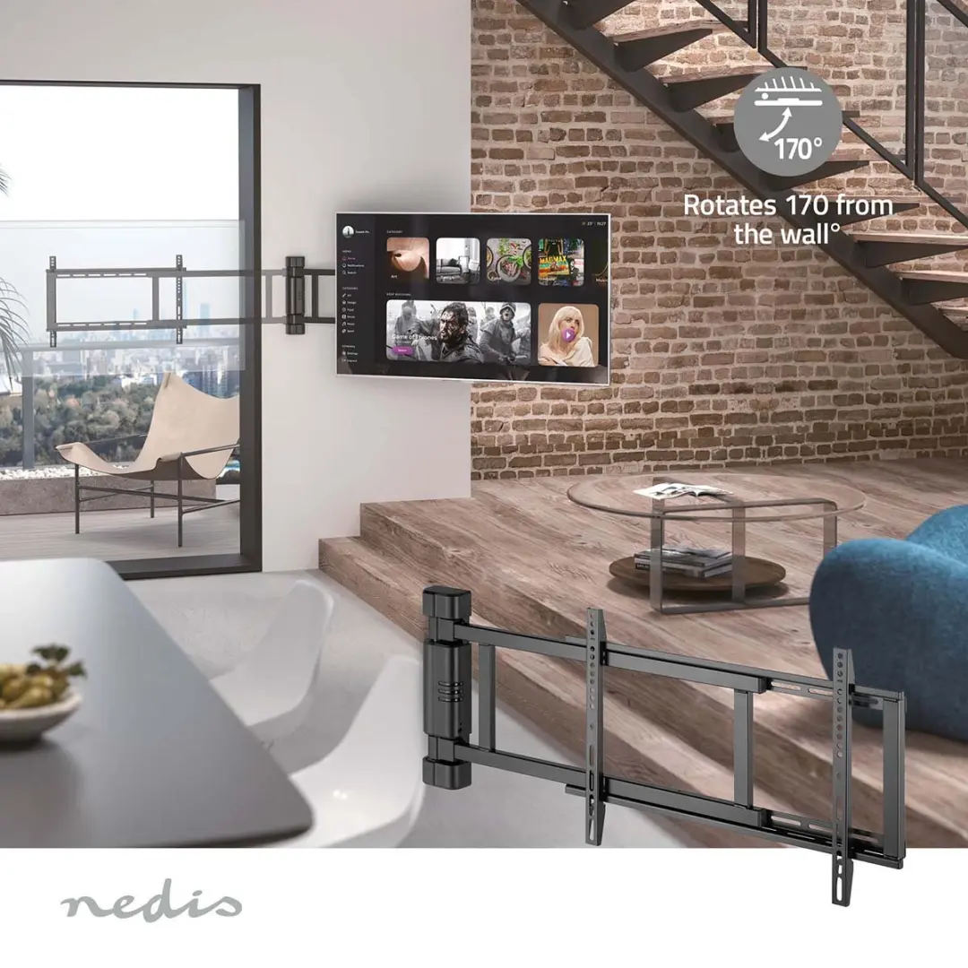 Nedis TVWM5860BK Gemotoriseerde TV Muurbeugel 32-75" - 50kg - Zwart
