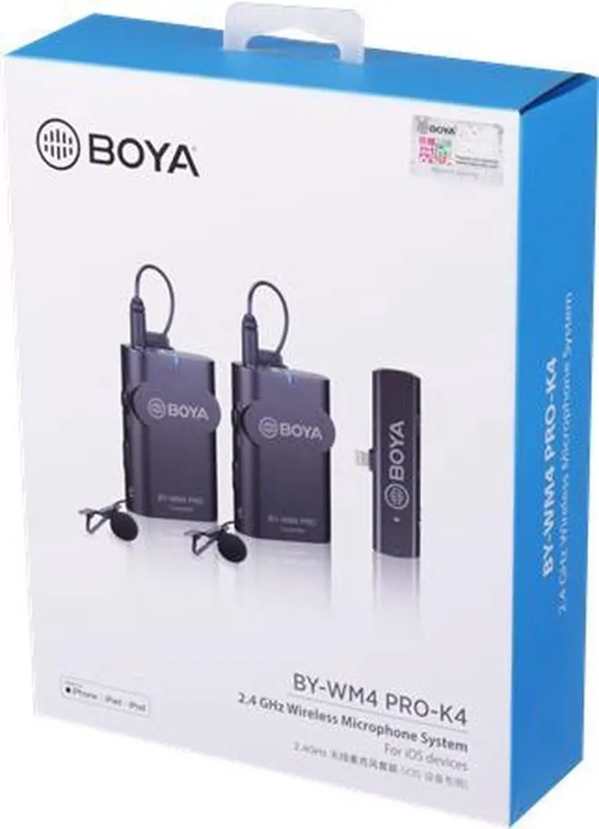 Boya BY-WM4 Pro-K4 Draadloos Lavalier Microfoon - 2.4 GHz - Zwart - afbeelding 6 van 6