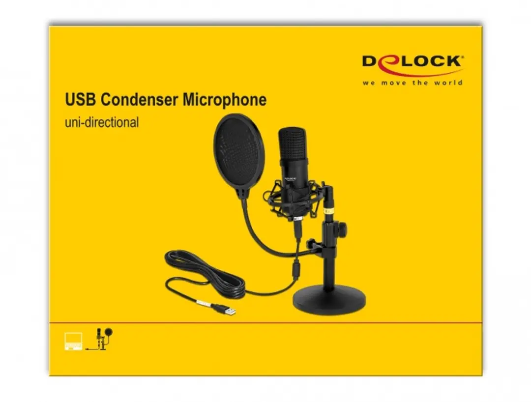 Delock 66300 USB Condensormicrofoon - Podcast/Gaming - Zwart