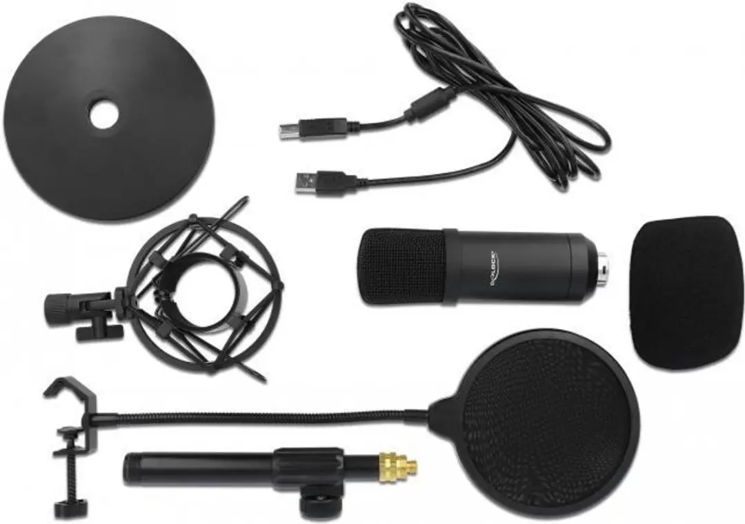 Delock 66300 USB Condensormicrofoon - Podcast/Gaming - Zwart