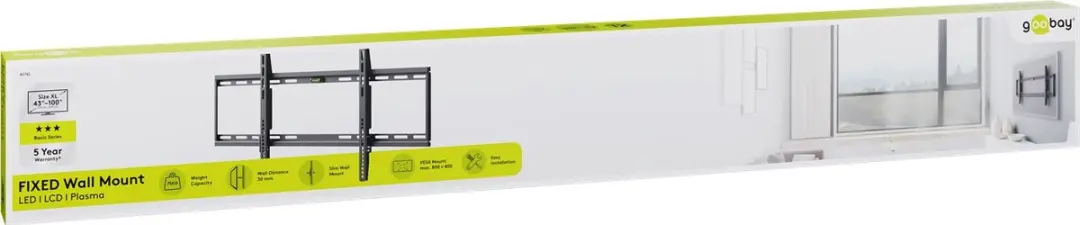 Goobay Basic series Fixed XL Muurbeugel 100" - VESA 100-300mm - Zwart