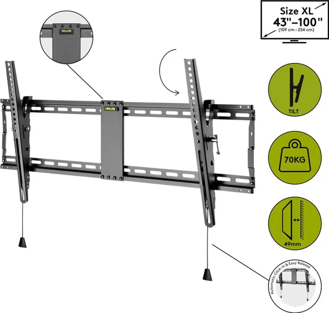 Goobay TV Muurbeugel Pro TILT XL 43-100" - VESA 200-400mm - Zwart