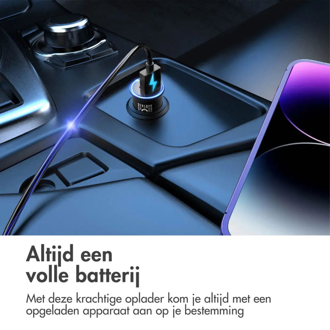Imoshion SH00058376 Autolader - 60W USB C & USB A - Zwart