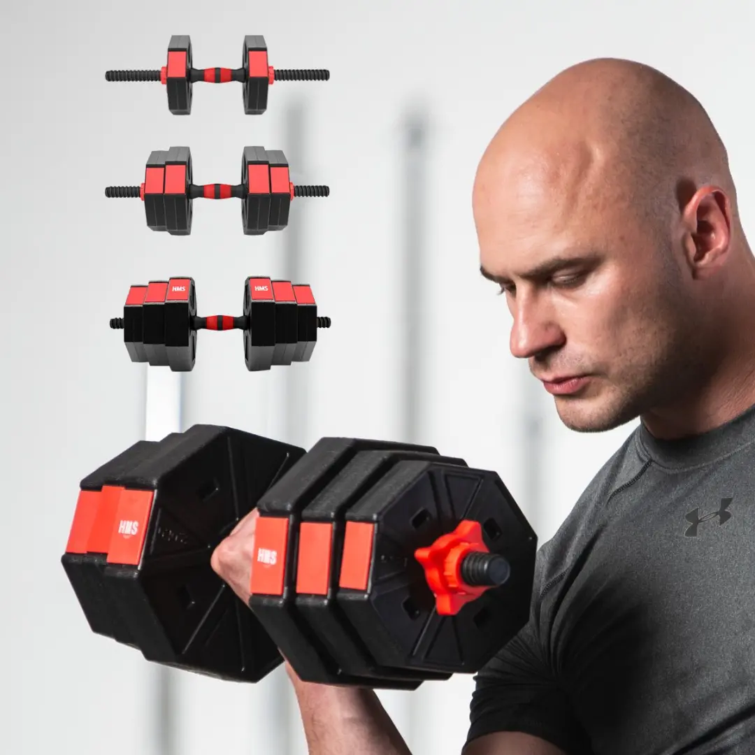 HMS Verstelbare Halter & Dumbbell Set 20kg - Zwart