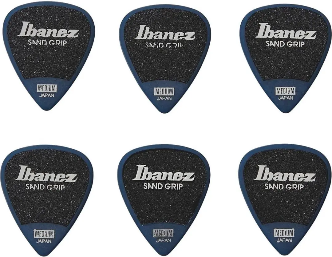 Ibanez Sand Grip Plectrum Medium 0.80mm - Blauw 6 Stuks