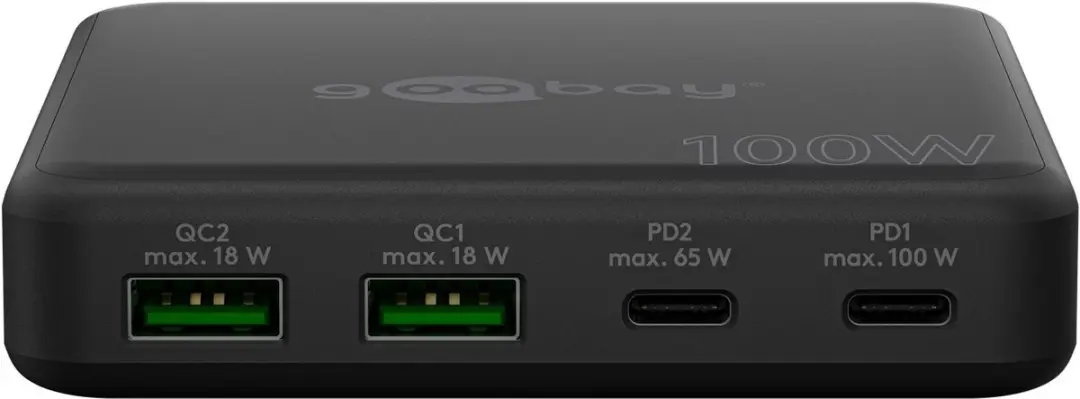 Goobay 70764 USB-C PD GaN Oplader 100W - 4x USB - Zwart