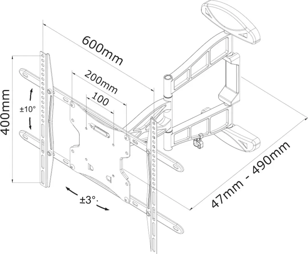 Neomounts LED-W500 TV Beugel - 60" - Zwart - afbeelding 6 van 6