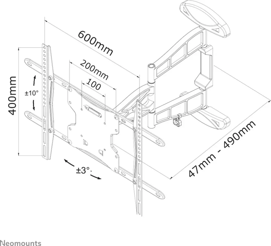 Neomounts LED-W500 TV Beugel - 60" - Zwart