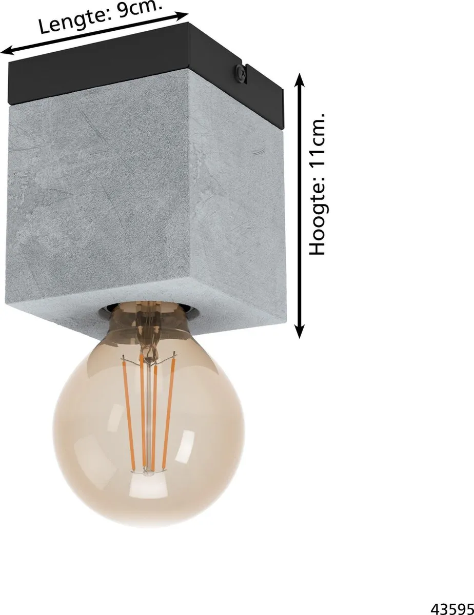 Eglo Prestwick 3 Plafondlamp E27 - 3 Lichtpunten - Zwart/Grijs