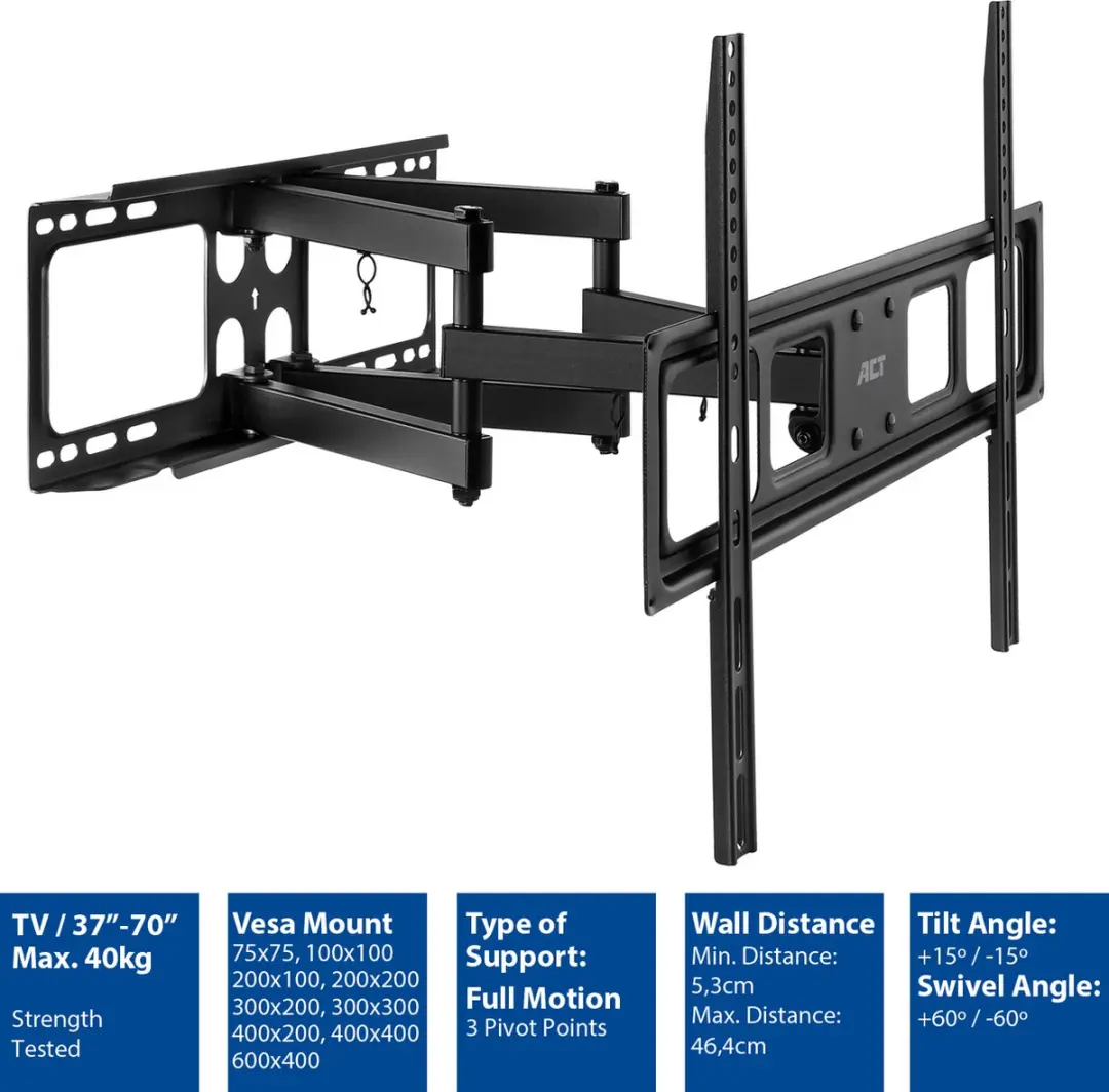 ACT AC8355 TV Wandsteun Full Motion 70" - Zwart