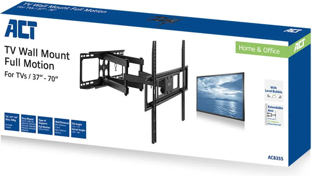 ACT AC8355 TV Wandsteun Full Motion 70" - Zwart