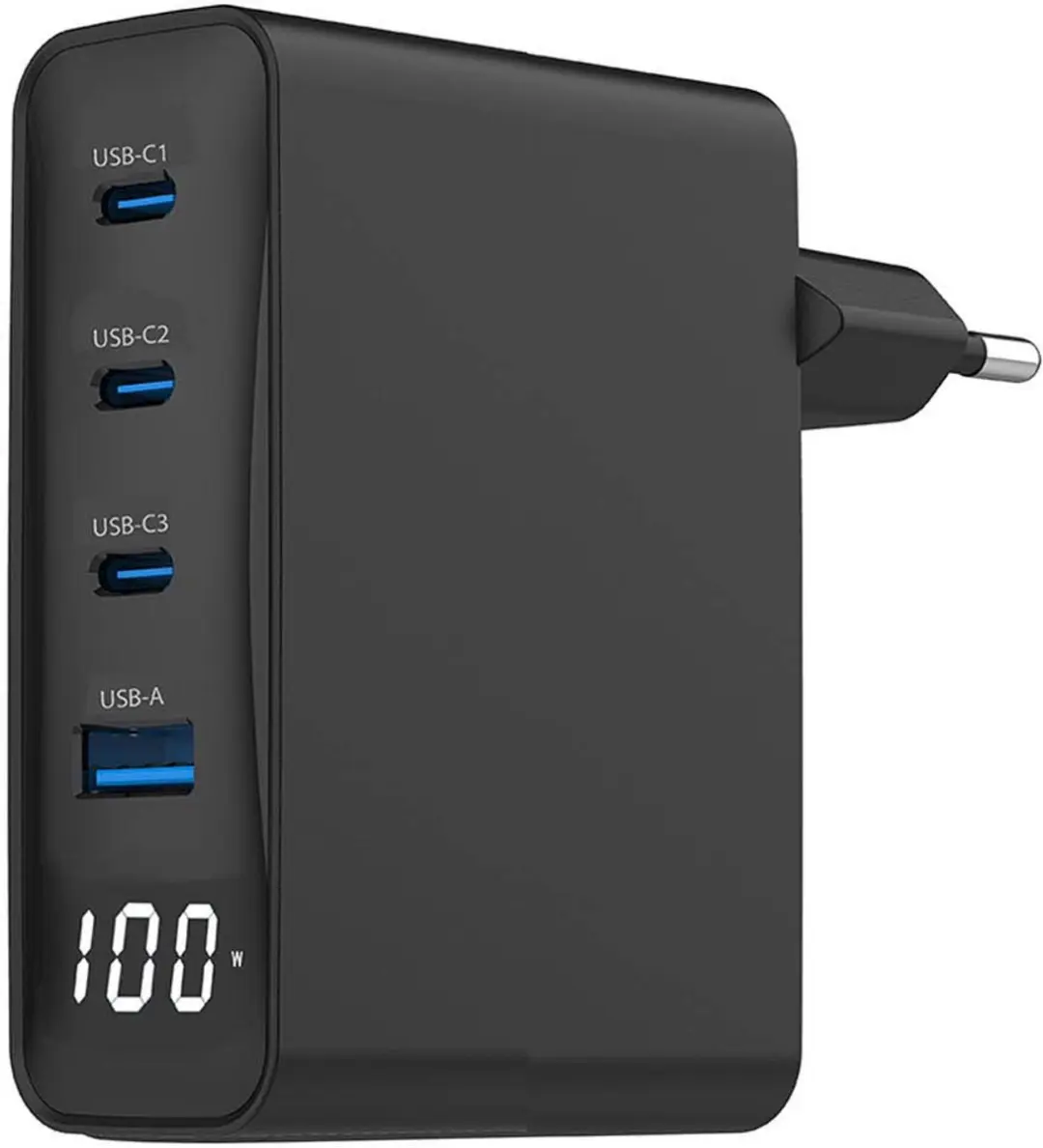Gembird TA-UC-PDQC100LCD-01-BK USB Snellader 100W