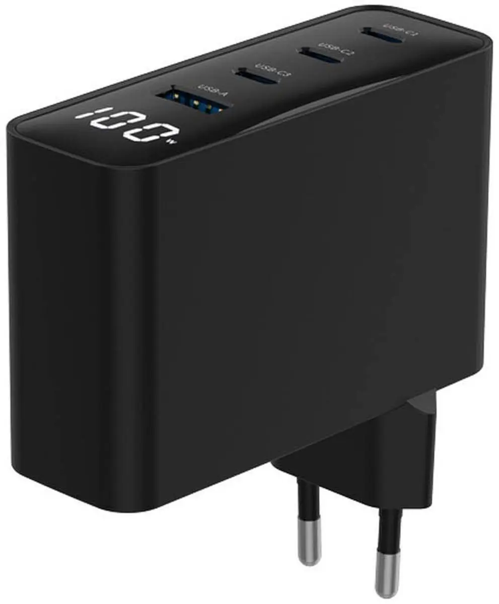 Gembird TA-UC-PDQC100LCD-01-BK USB Snellader 100W - 4 Poorten - Zwart - afbeelding 6 van 6