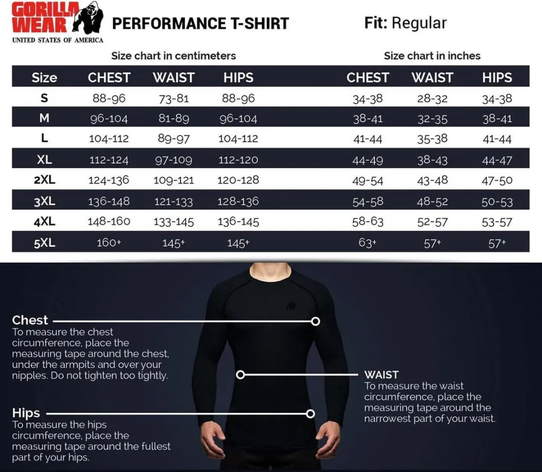 Gorilla Wear Performance T-Shirt 5XL - Zwart/Rood