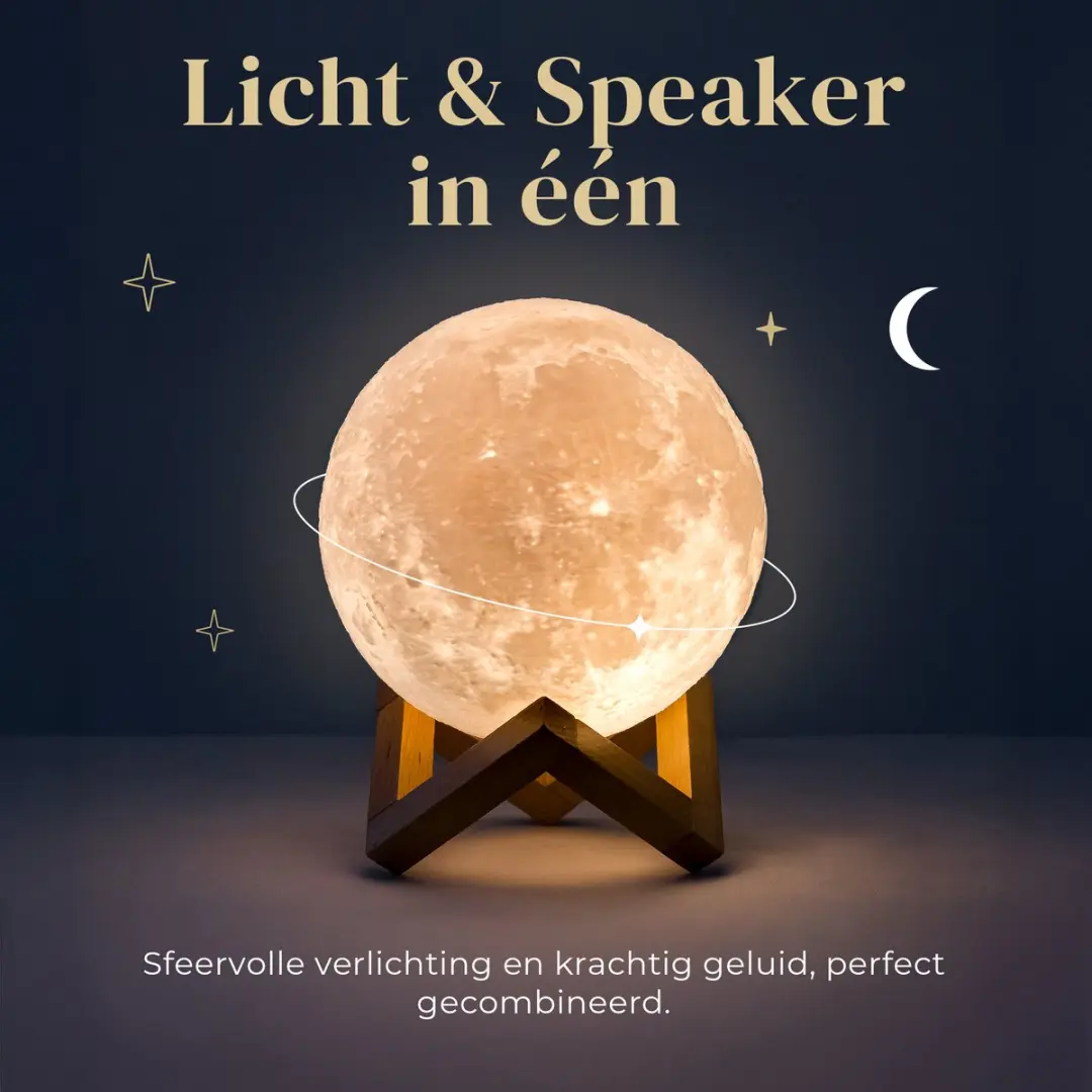 Denver Maanlamp 3D LSB150 - Bluetooth Speaker - 5W - Wit/Multicolor