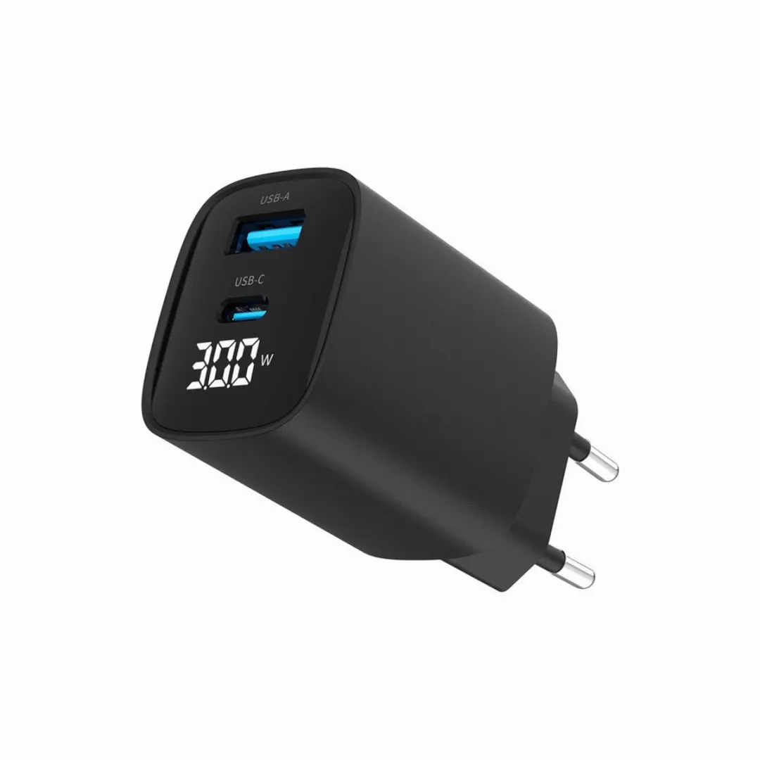Gembird TA-UC-PDQC30LCD-BK-01 USB Snellader 30W - 2 Poorten Zwart
