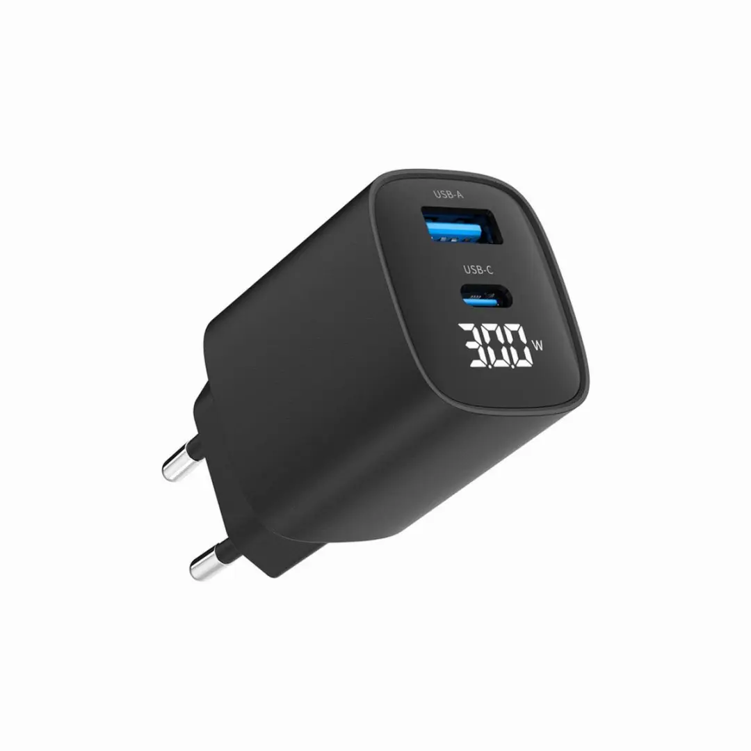 Gembird TA-UC-PDQC30LCD-BK-01 USB Snellader 30W - 2 Poorten Zwart - afbeelding 6 van 6