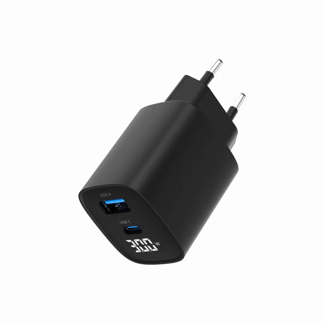 Gembird TA-UC-PDQC30LCD-BK-01 USB Snellader 30W - 2 Poorten Zwart