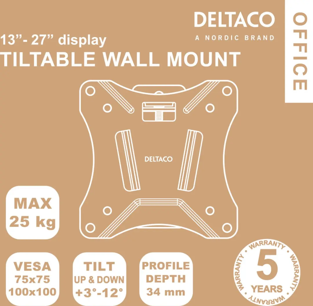 Deltaco ARM-0102 TV Beugel Kantelbaar 13-27" - Max 25kg - Grijs