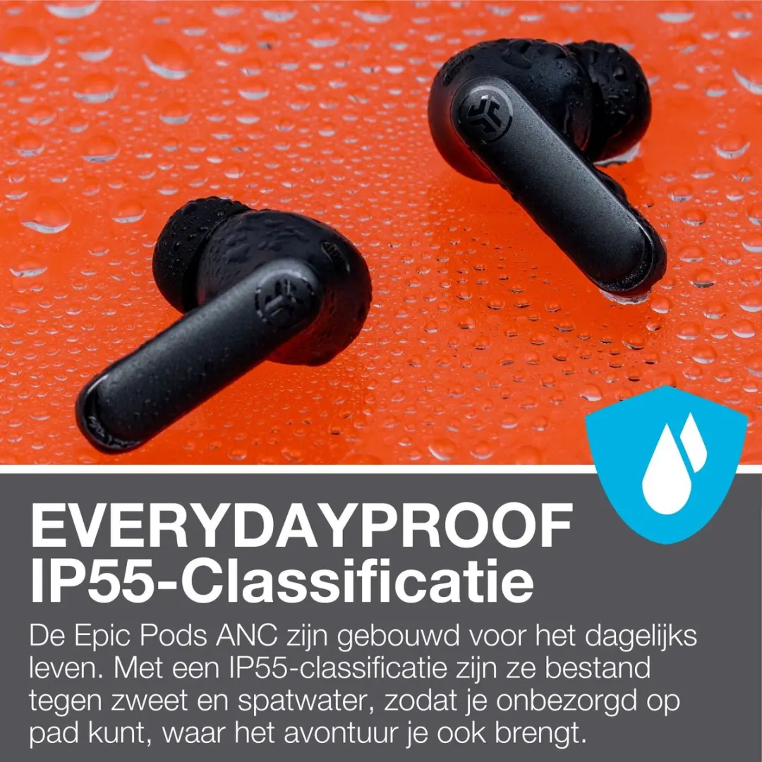 JLab Epic Pods ANC IEUEBEPPODSRBLK124 Oordopjes - Noise Cancelling - 60 Uur - Zwart