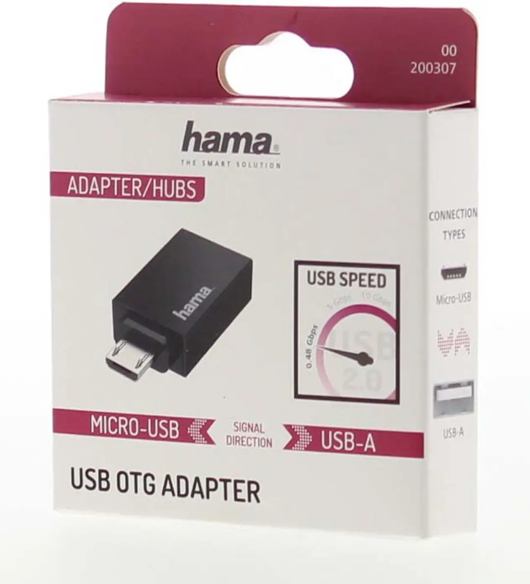 Hama 00200307 Micro-USB naar USB Type-A Adapter - Zwart