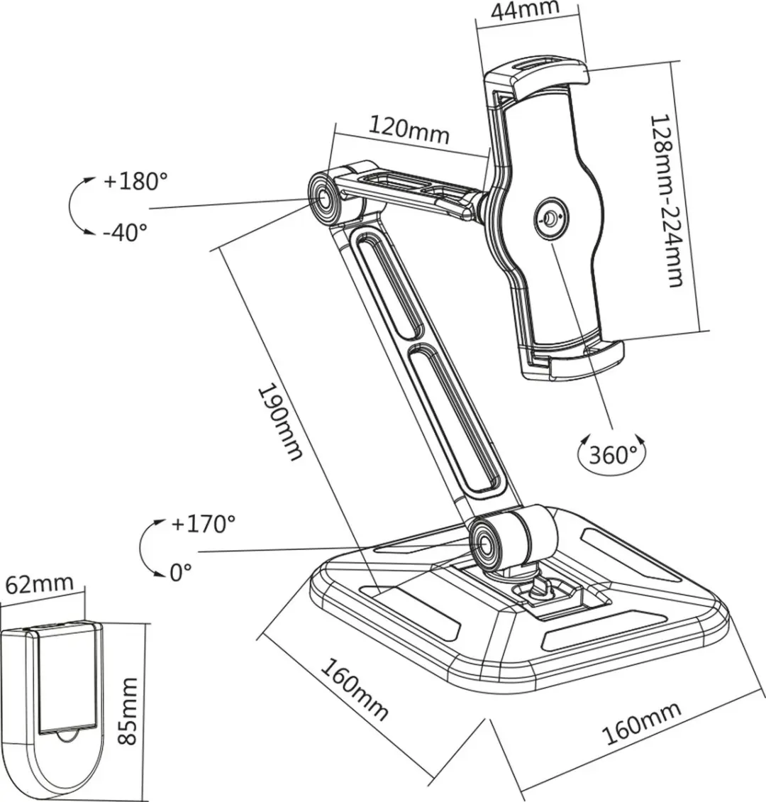 InLine 23154A Tablethouder 2-in-1 - 4.7-12.9" - Zwart