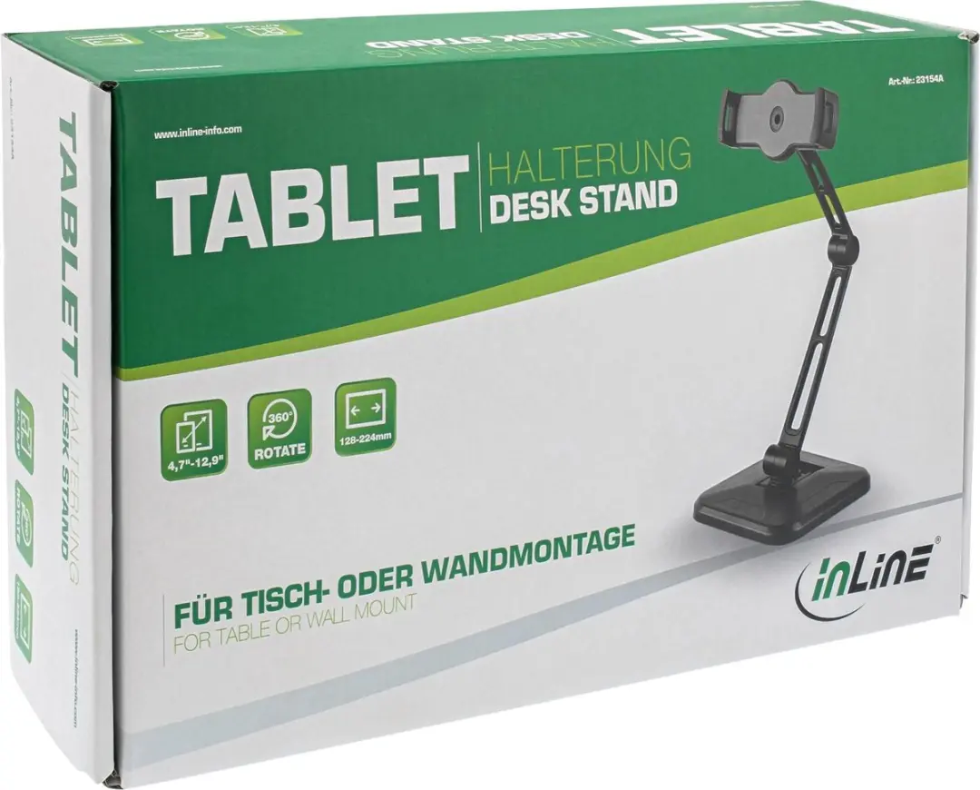 InLine 23154A Tablethouder 2-in-1 - 4.7-12.9" - Zwart