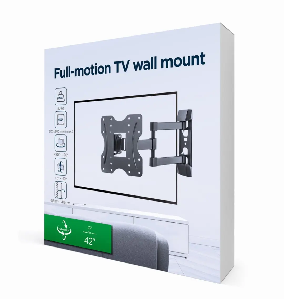 Gembird WM-42ST-02 Full-Motion TV Wandbeugel 23-42" - Zwart