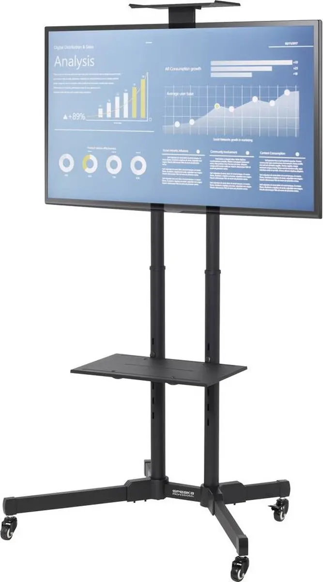 SpeaKa Professional SP-6646948 TV-wagen - 70 Inch - Zwart