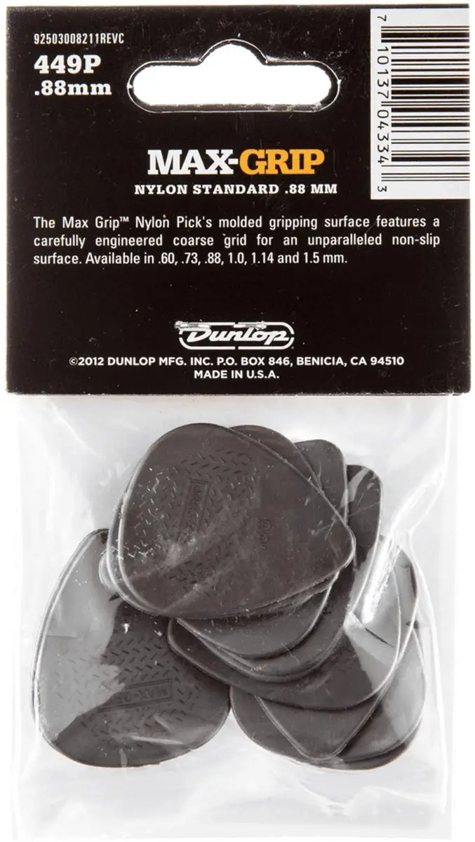 Dunlop Max Grip Plectrum 0.88mm - 12 Stuks