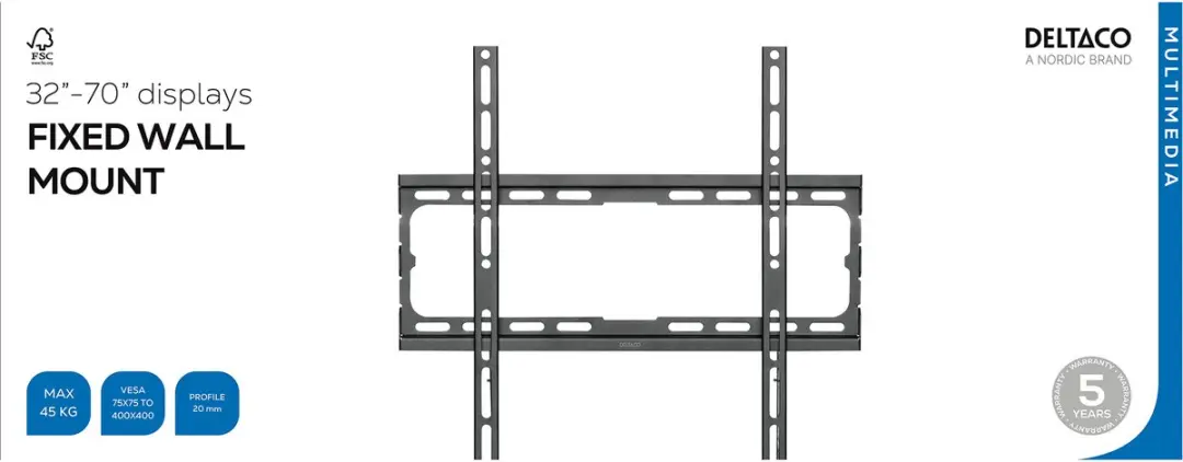 Deltaco ARM-522-B TV Wandsteun - 32-70" - Max 45kg - Zwart