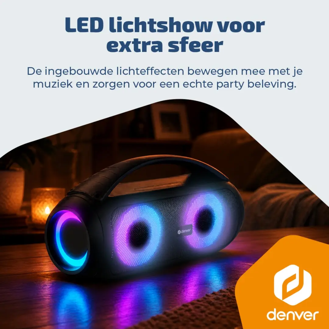 Denver BTG618 Bluetooth Speaker - 200W - Zwart - afbeelding 6 van 6