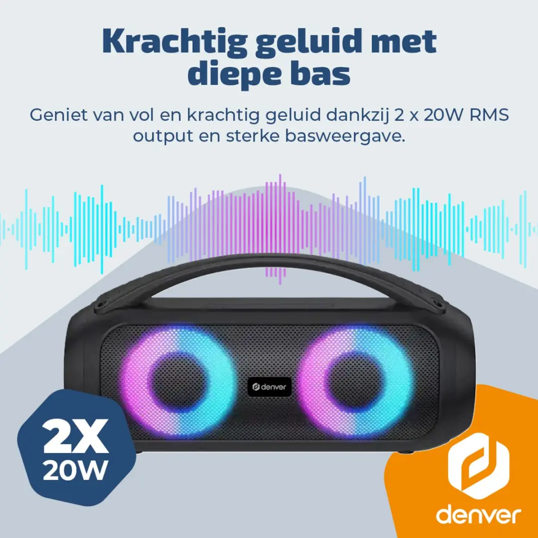 Denver BTG618 Bluetooth Speaker - 200W - Zwart