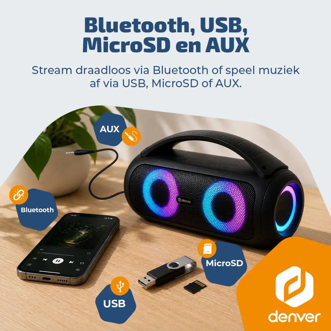 Denver BTG618 Bluetooth Speaker - 200W - Zwart